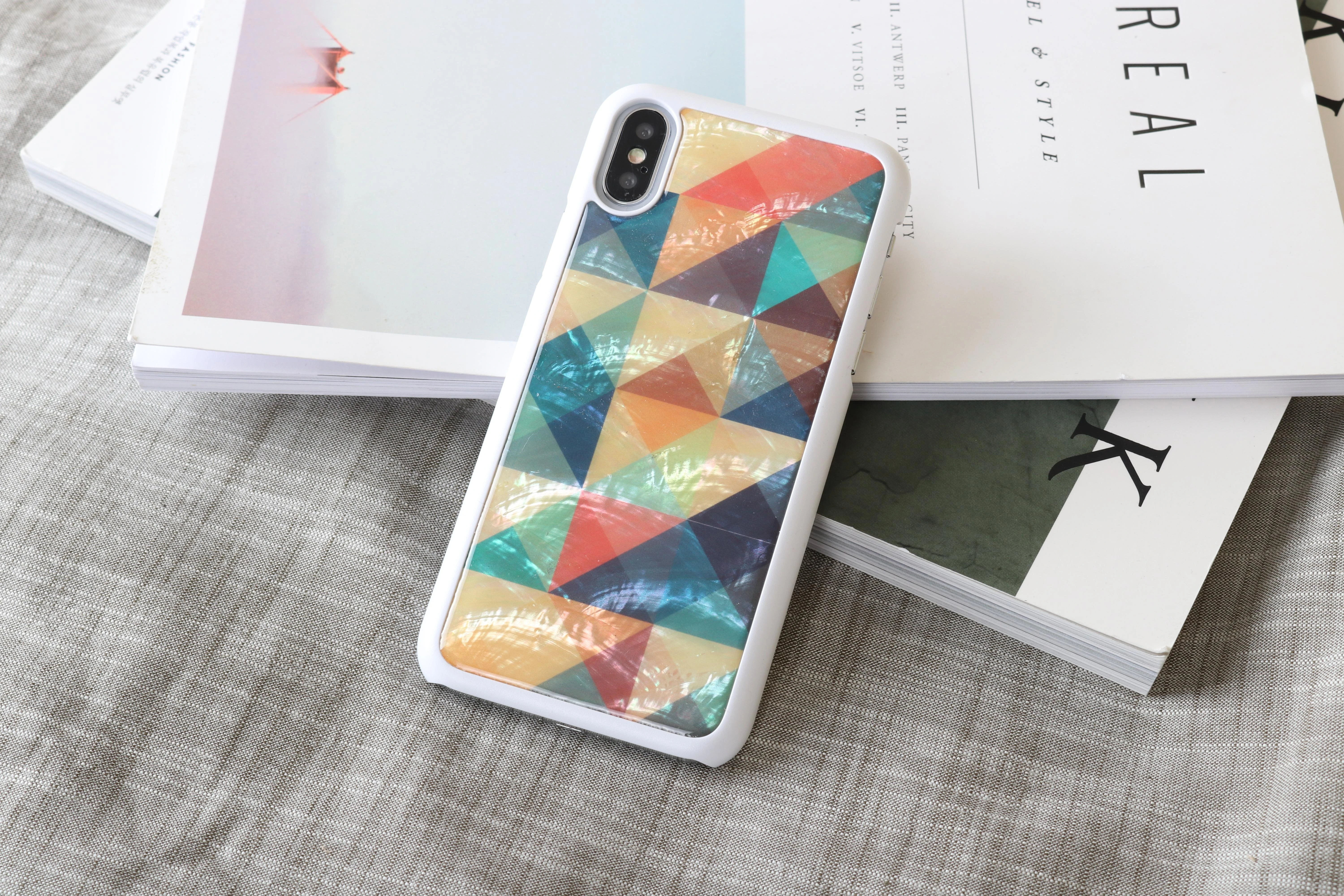 Ikins Telefono dėklas iPhone XS/S, mozaikinis baltas