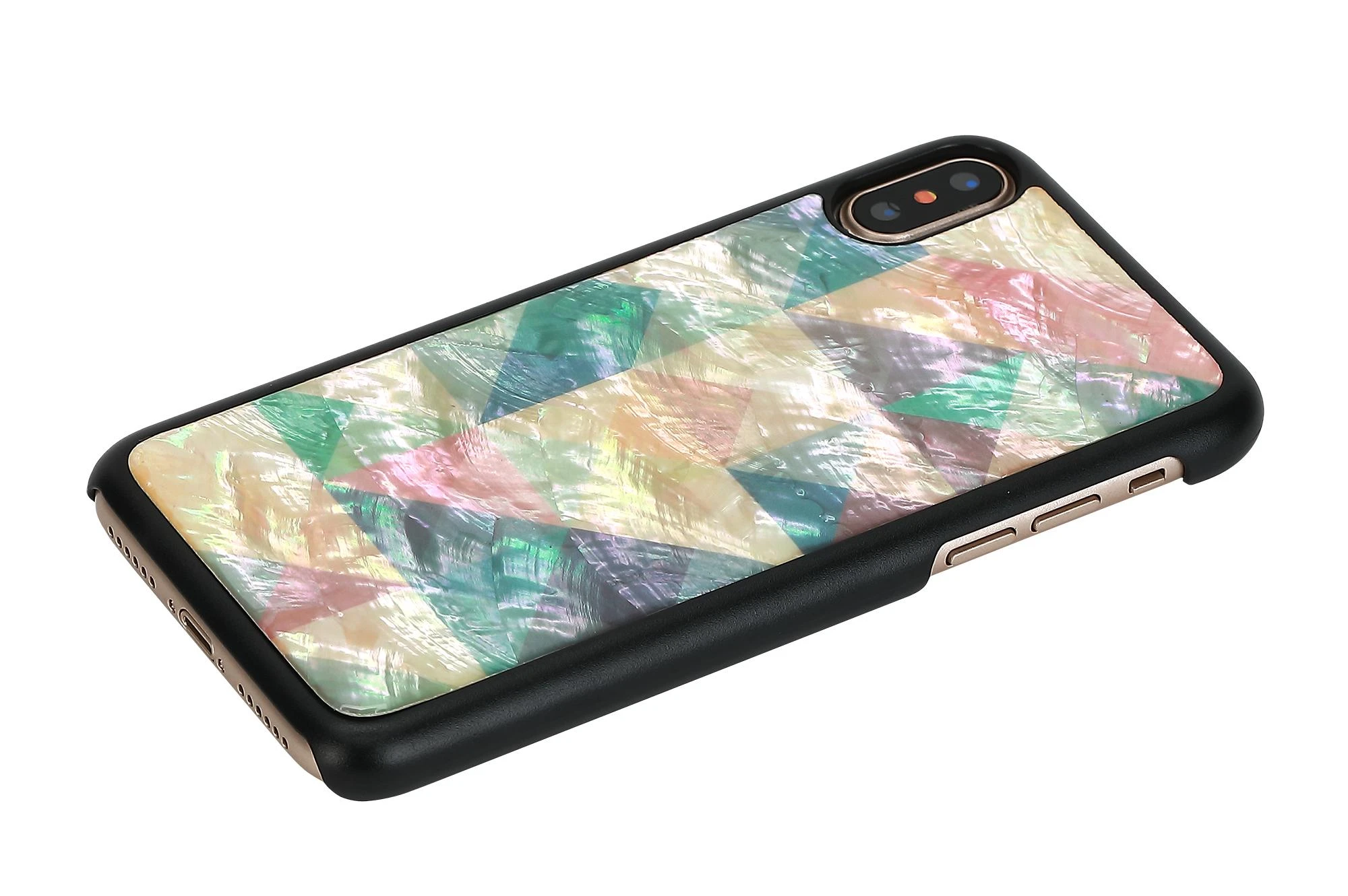 Ikins Telefono dėklas iPhone XS/S, mozaikinis, juodas