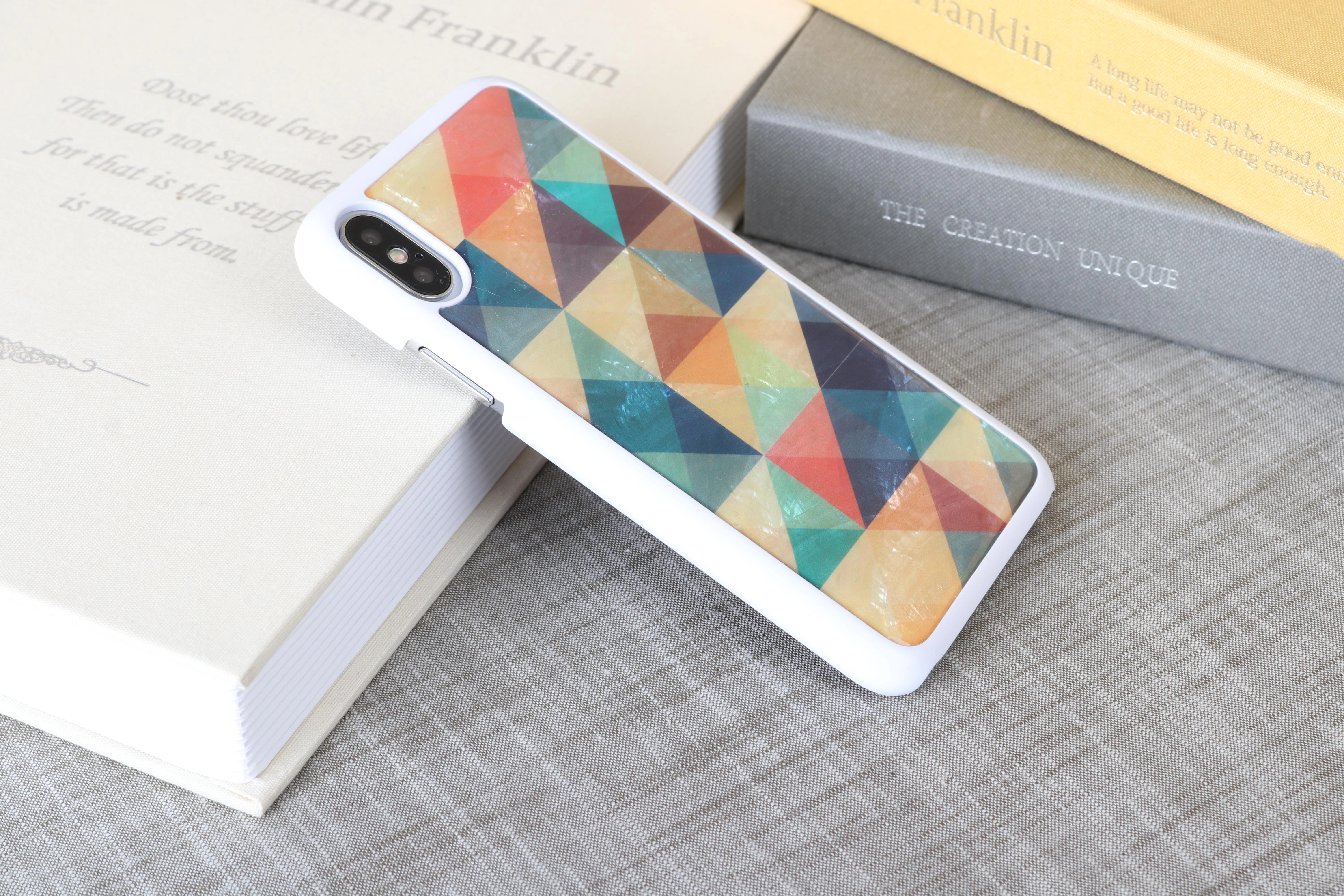 Ikins Telefono dėklas iPhone XS/S, mozaikinis baltas
