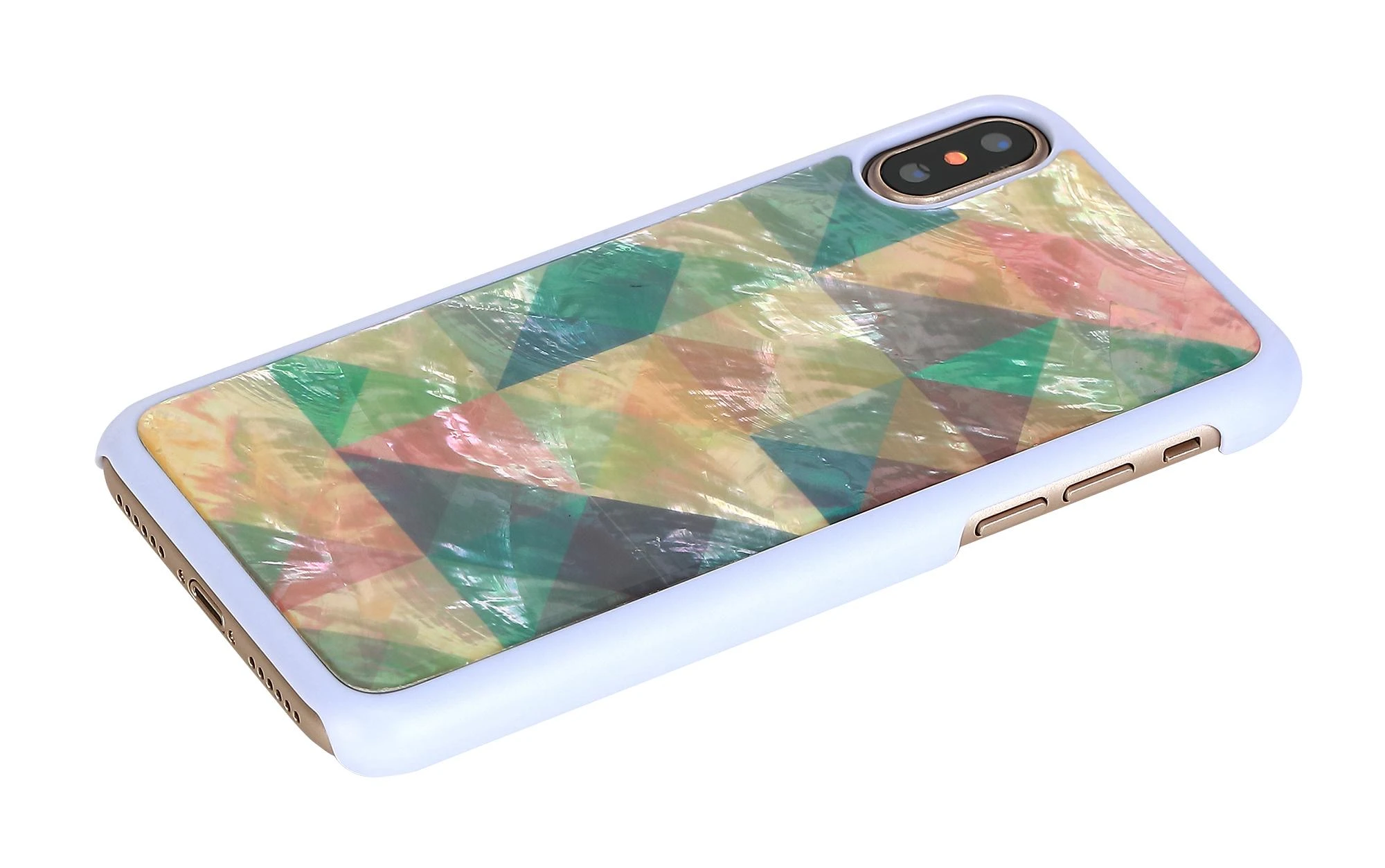 Ikins Telefono dėklas iPhone XS/S, mozaikinis baltas