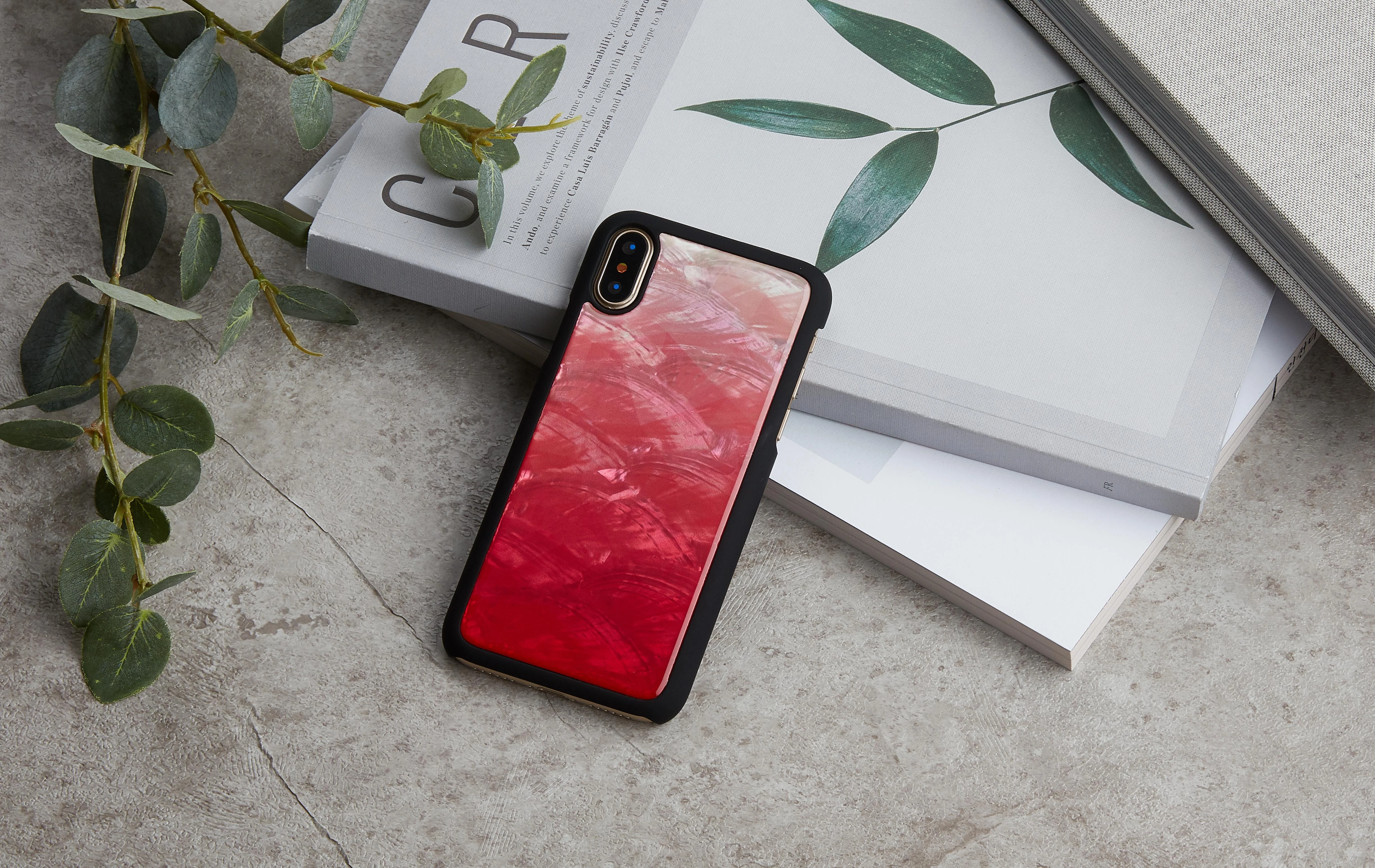 Ikins Rožinė Telefono dėklas iPhone XS/S, Rožinė Lake Juodas