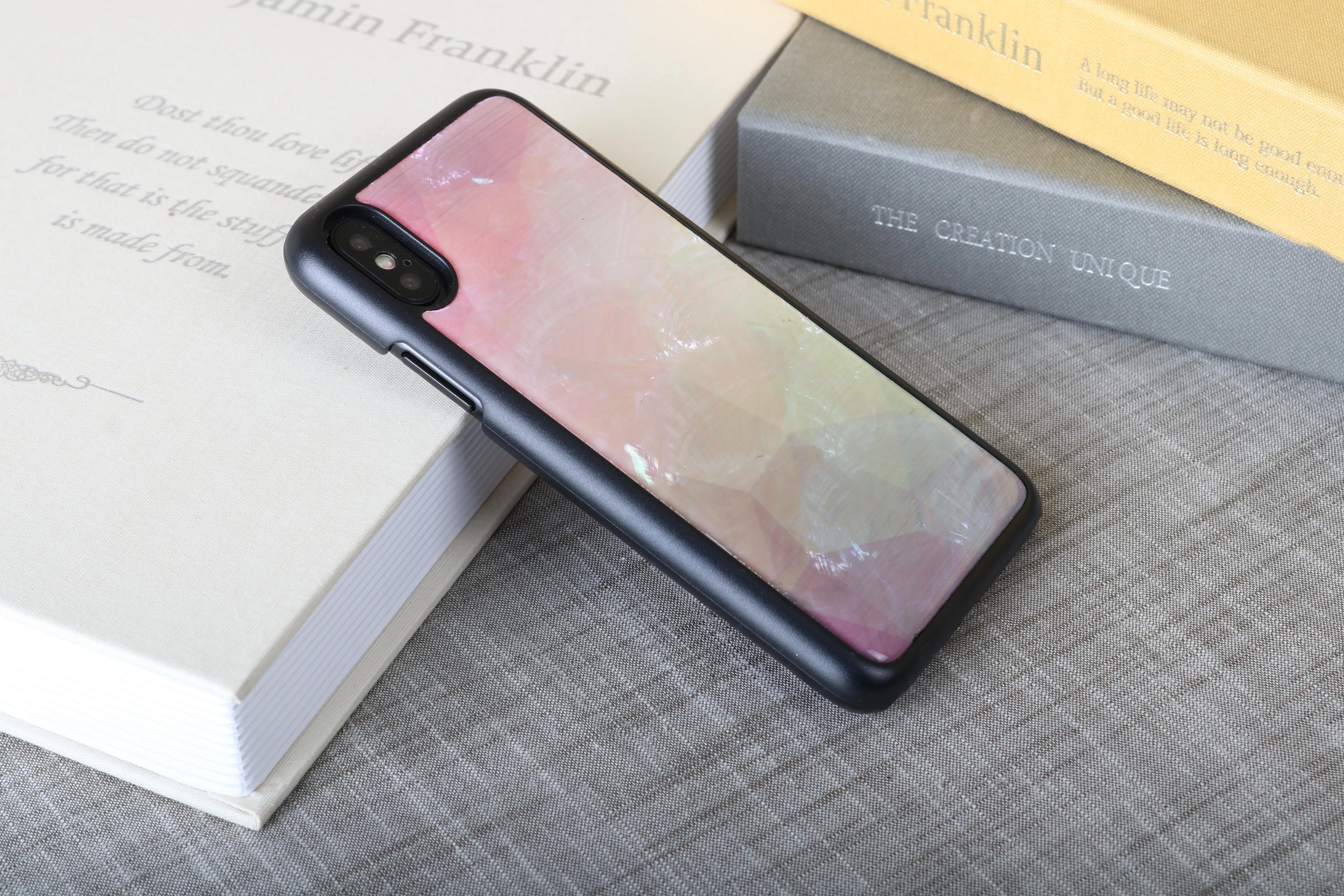 Ikins Telefono dėklas iPhone XS/S, juodas su vandens gėlių raštu