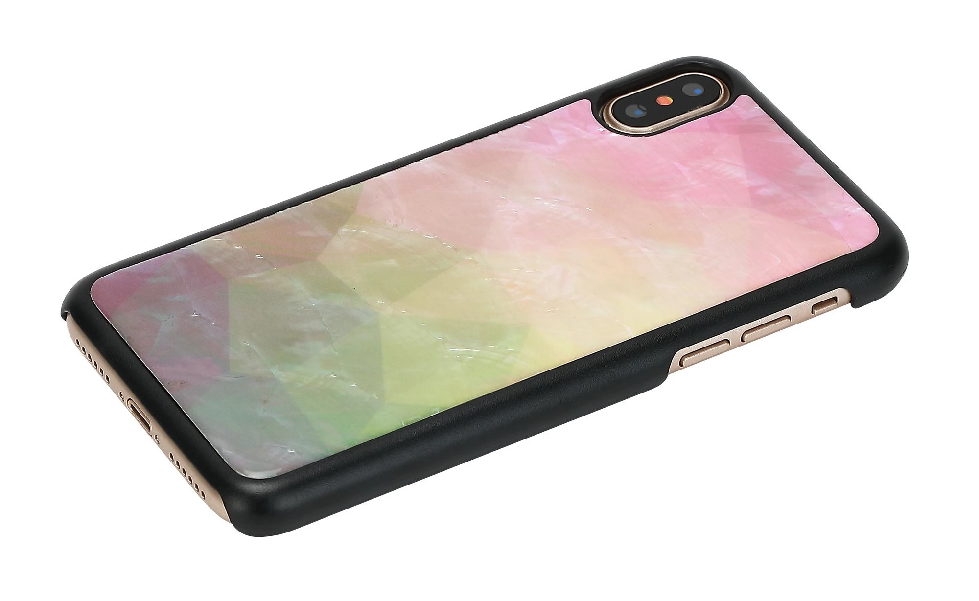 Ikins Telefono dėklas iPhone XS/S, juodas su vandens gėlių raštu