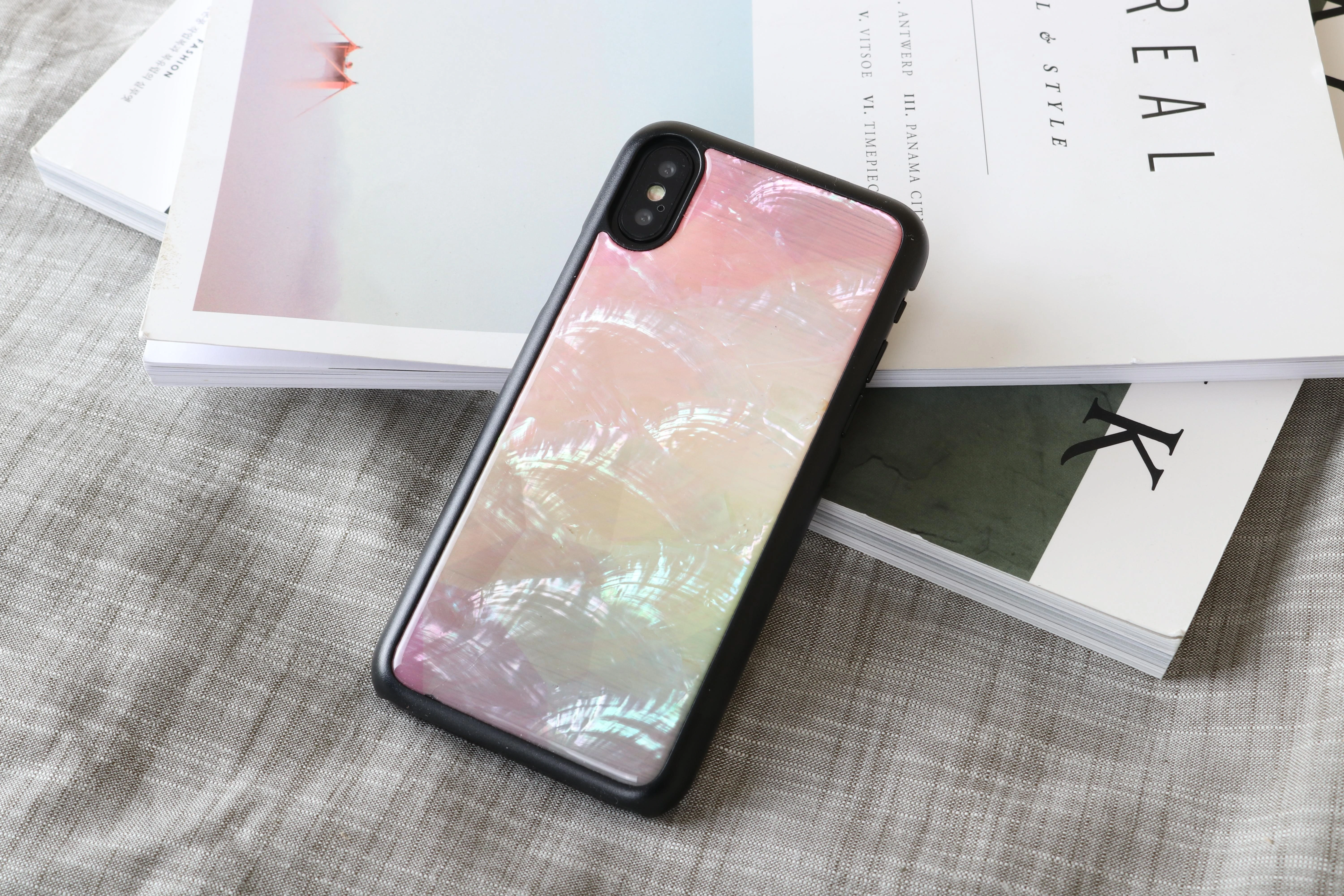 Ikins Telefono dėklas iPhone XS/S, juodas su vandens gėlių raštu