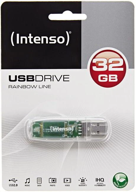 STICK 32GB USB 2.0 Intenso Rainbow Line Transparent