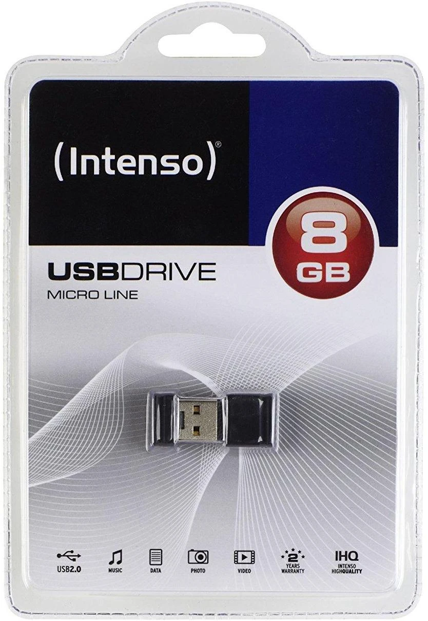 STICK 8GB USB 2.0 Intenso 3500460 Micro Line Juodas