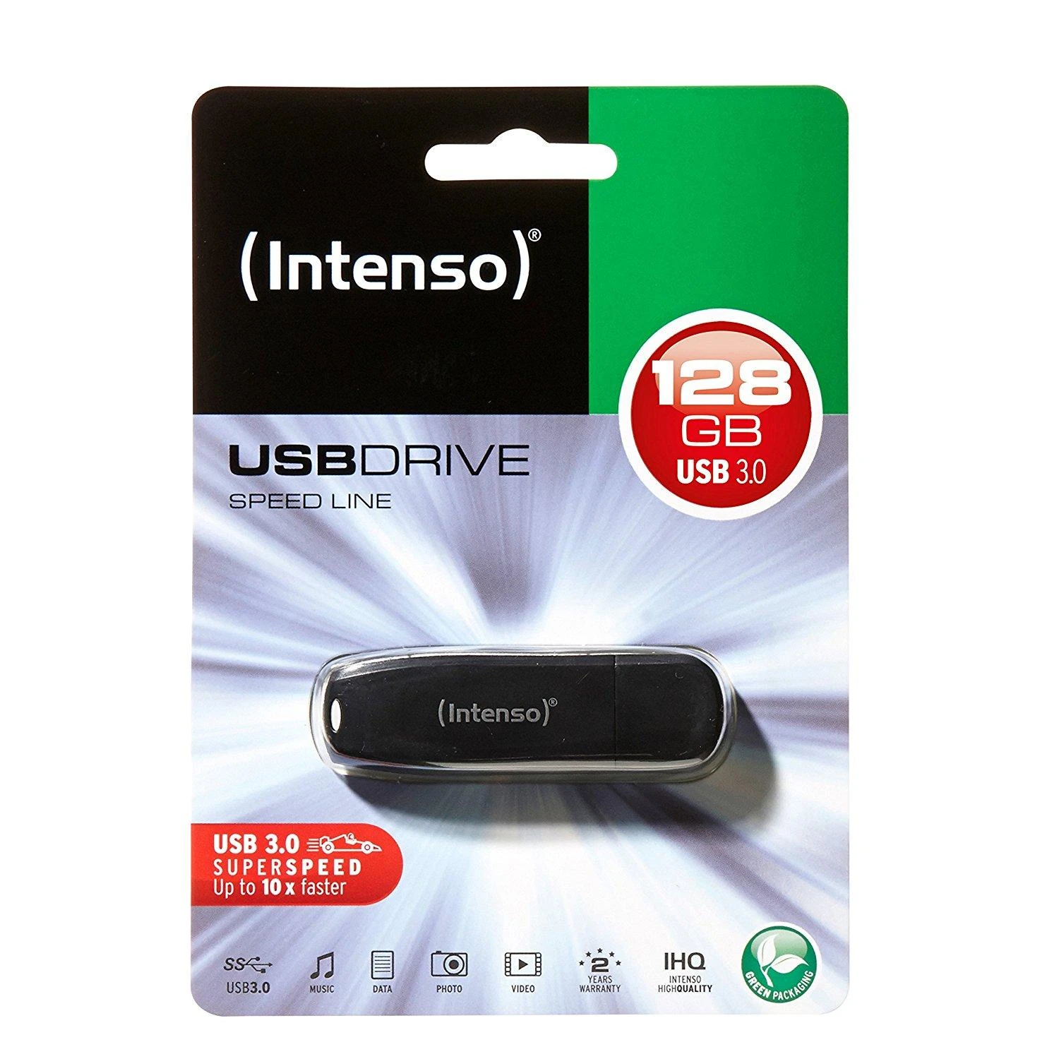 USB atmintinė 128GB USB 3.0 Intenso 3533491 Speed Line Juodas