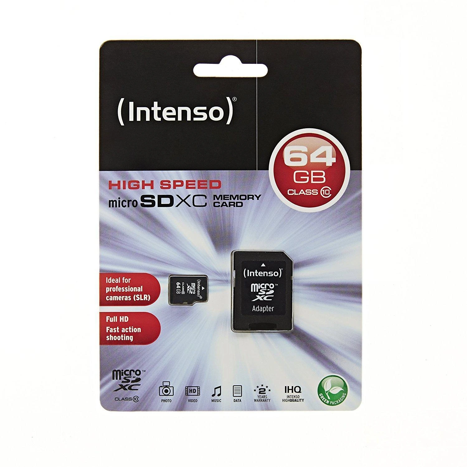 Atminties kortelė INTENSO 3413490 Intenso micro SD 64GB SDXC kortelė, 10 klasė