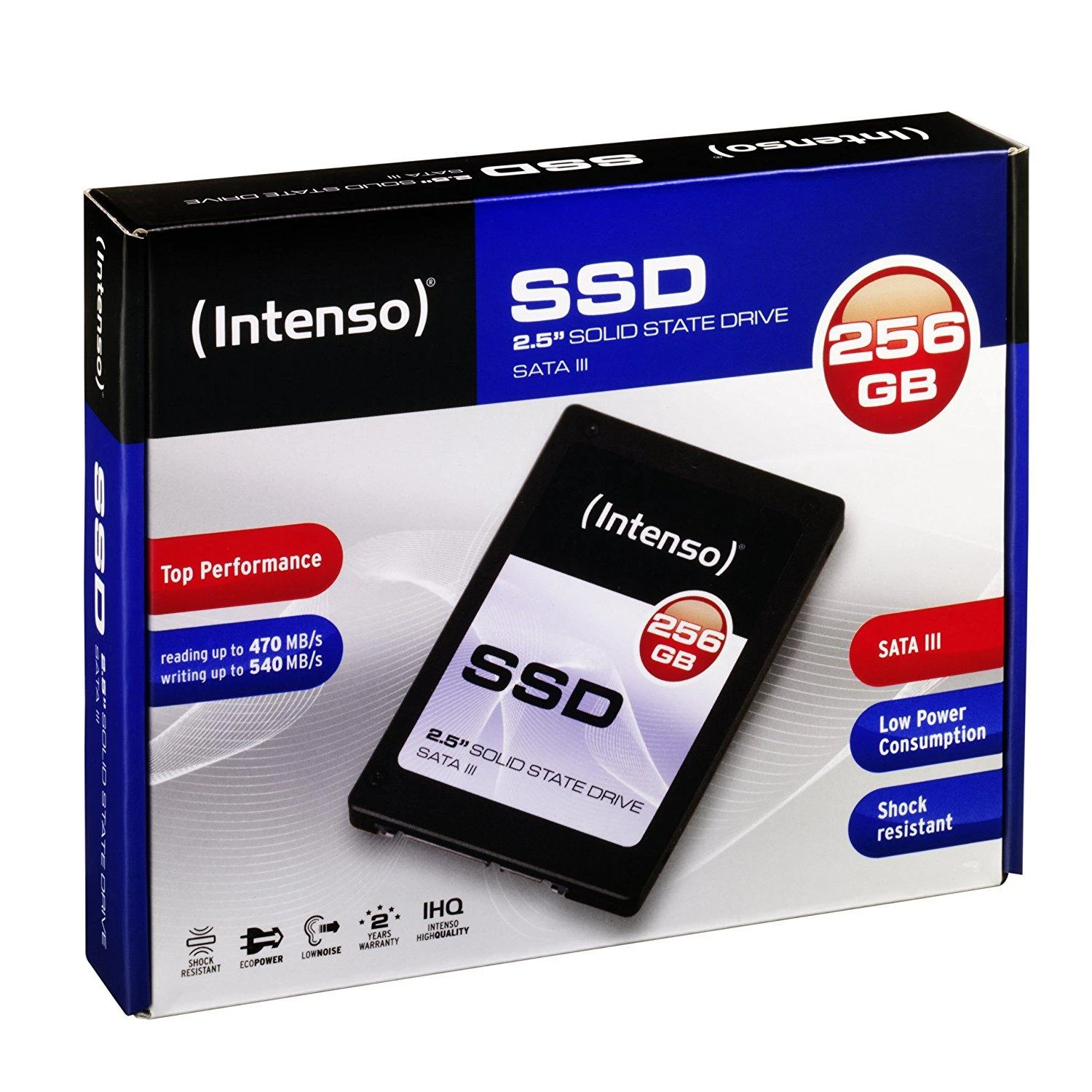 SSD Intenso Top 256 GB SATA3, 520/400 MB, Atsparus smūgiams, Mažos galios
