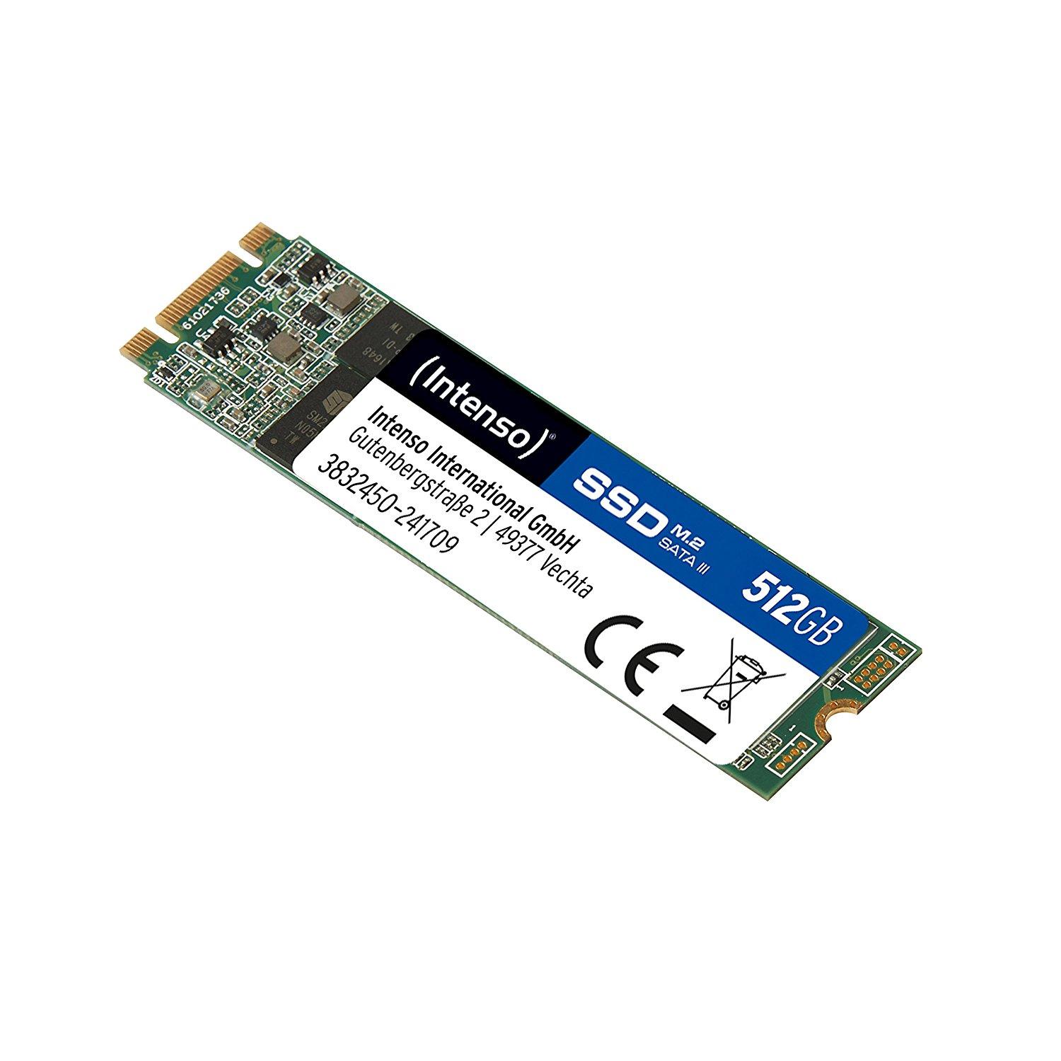 INTENSO 3832450 Intenso SSD M.2 SATA3 512GB, 520/420MBs, Atsparus smūgiams, Mažos galios