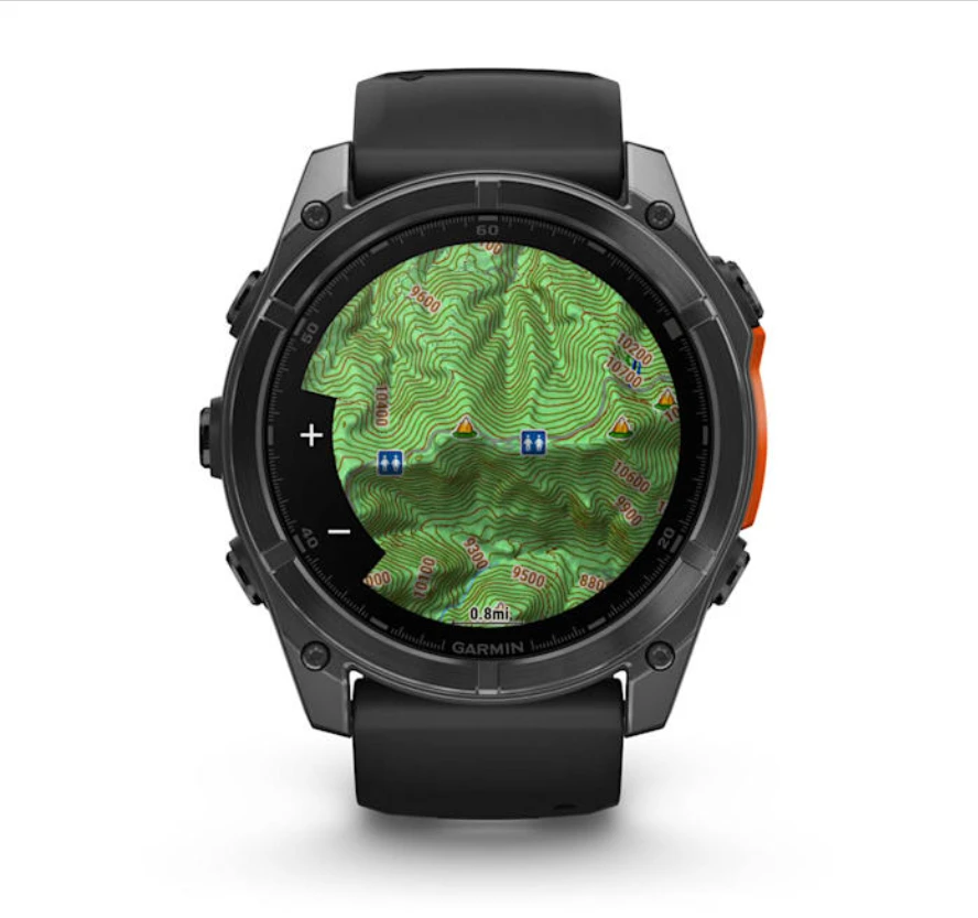 Išmanusis laikrodis Garmin Fenix 8 – 51 mm, AMOLED Skalūno pilkos spavos korpusas su juodu silikono dirželiu