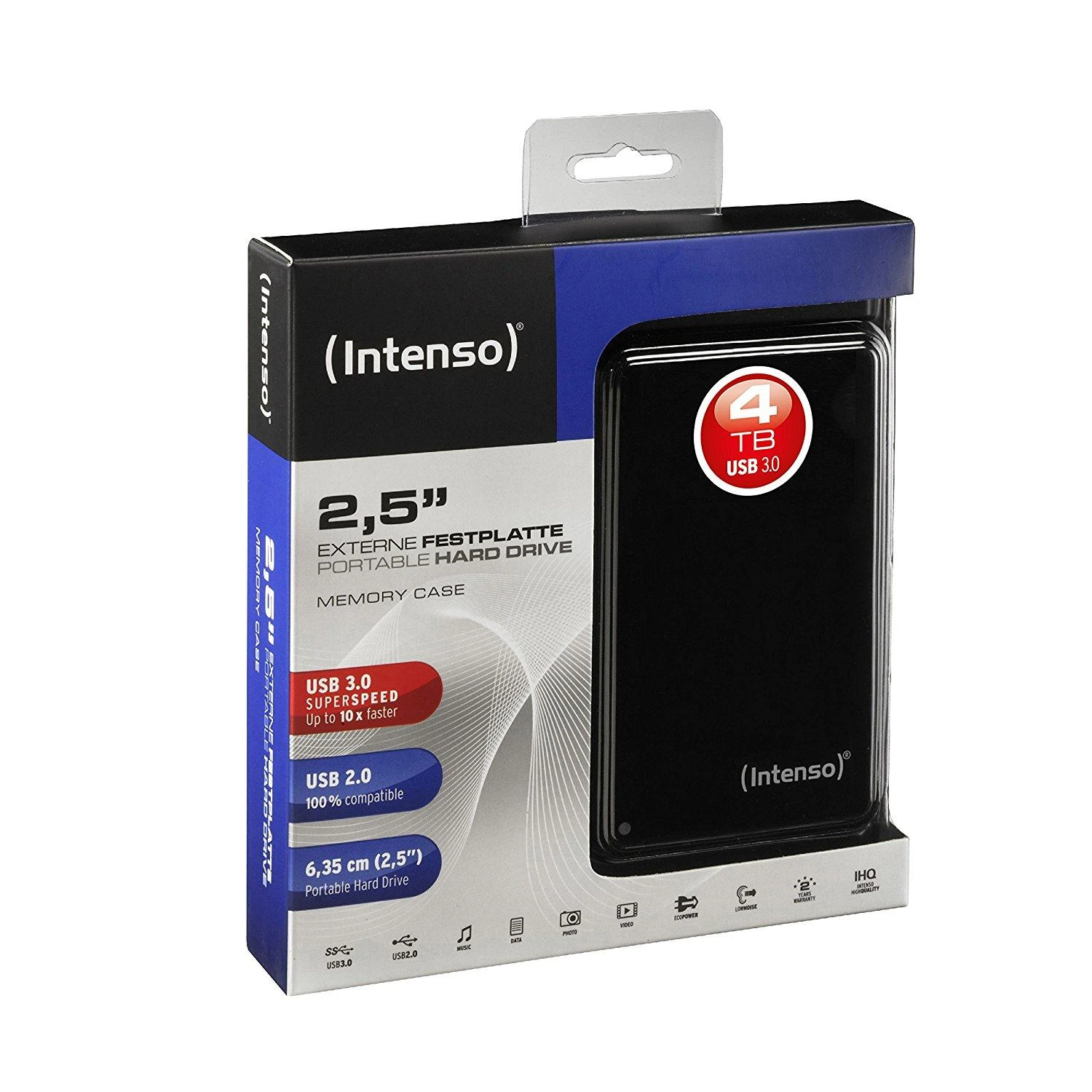 Kietasis diskas HDD Intenso MemoryCase 2,5'' 4TB, USB 3.0, Juodas