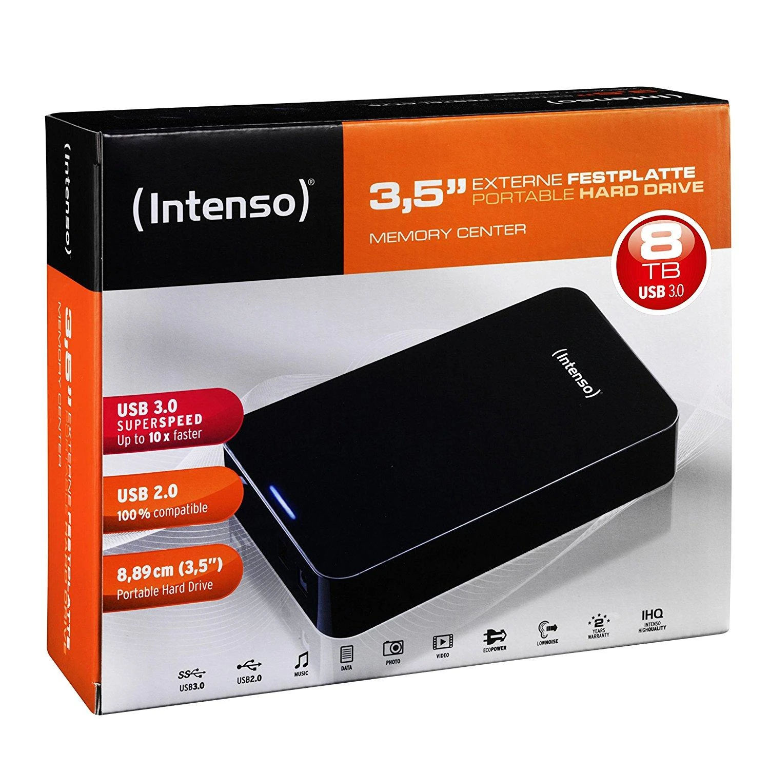 Kietasis diskas Išorinis diskas Intenso Memory Center 3.5'' 8TB USB3, Juodas