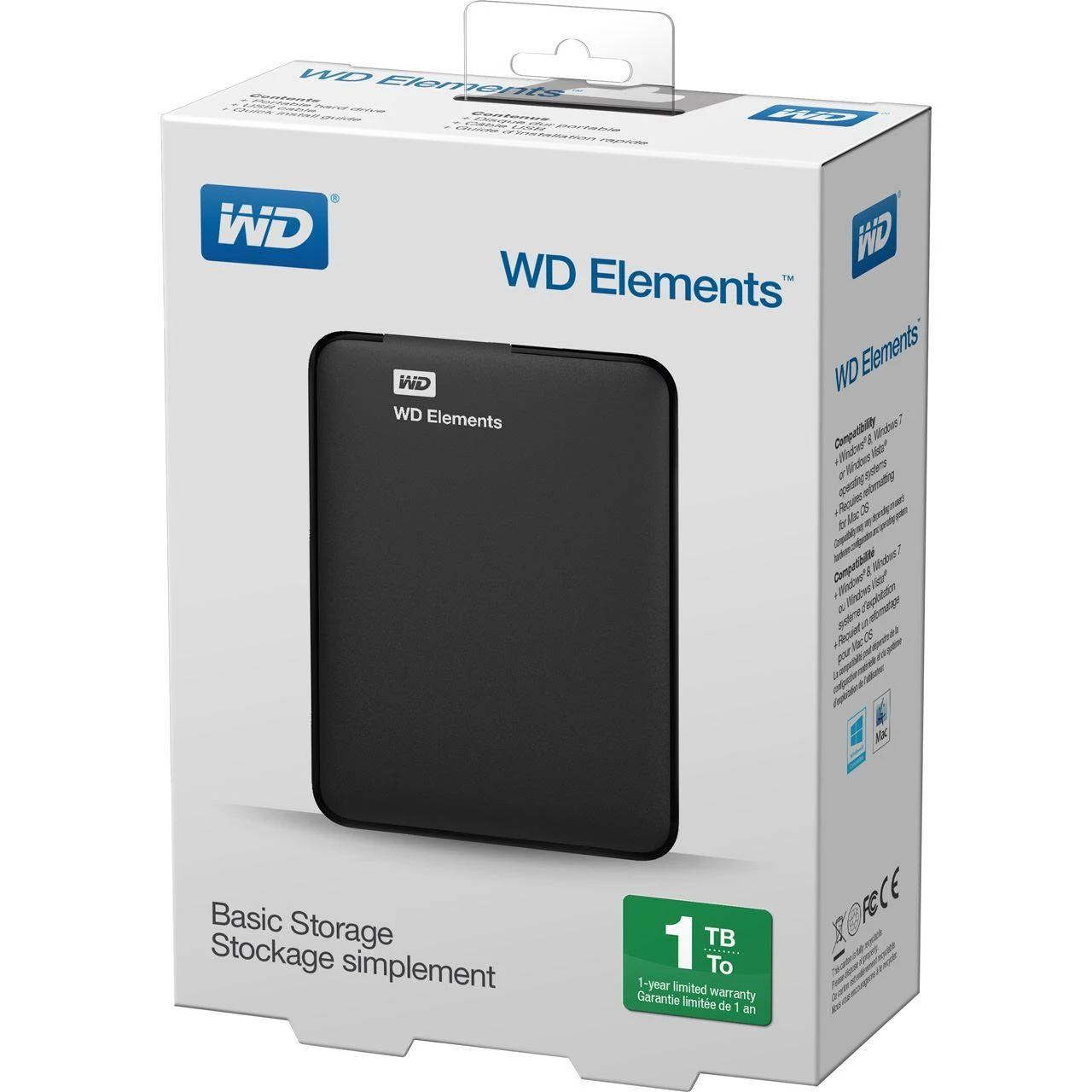 Western Digital Kietasis išorinis diskas WD Elements Portable HDD 1TB USB3 WDBUZG0010BBK-EESN Juodas 
