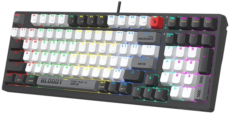 Klaviatūra žaidimams A4Tech Bloody WS98 BLMS Raudona Plus belaidė mechaninė su pašvietimu pilka