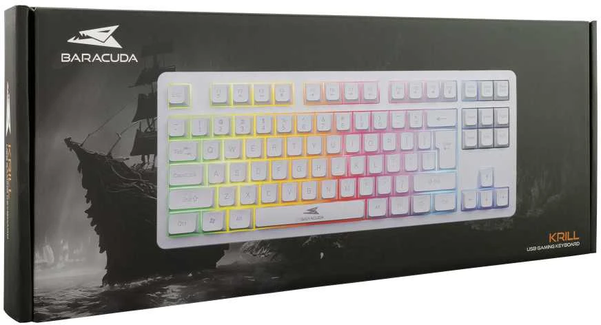 Baracuda membraninė žaidimų klaviatūra KRILL, US išdėstymas, baltos spalvos (BGK-01114)