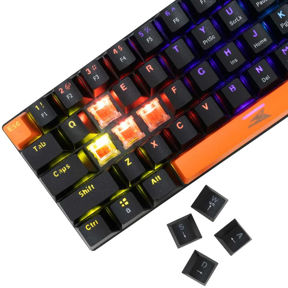Klaviatūra žaidimams Baracuda Dolphin Raudona su laidu mechaninė su pašvietimu juoda
