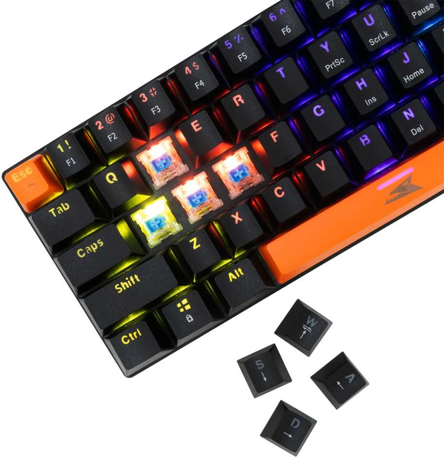 Mėlyna Klaviatūra žaidimams Baracuda Dolphin Mėlyna su laidu mechaninė su pašvietimu juoda