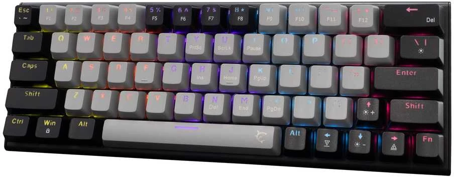 White Shark Klaviatūra žaidimams Baltas Shark Wakizashi Raudona su laidu mechaninė su pašvietimu szaro-juoda