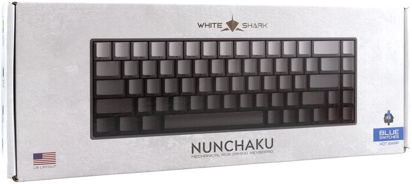 Klaviatūra White shark Baltas Shark Baltas Shark NUNCHAKU-G-US-Mėlynas.SW GK-007721 Pilkas / Mėlyna US