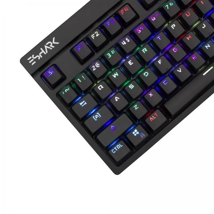 Mechaninė TKL RGB klaviatūra žaidimams eShark Kodachi, Red Switch (+10 Blue Switch), US išdėstymas