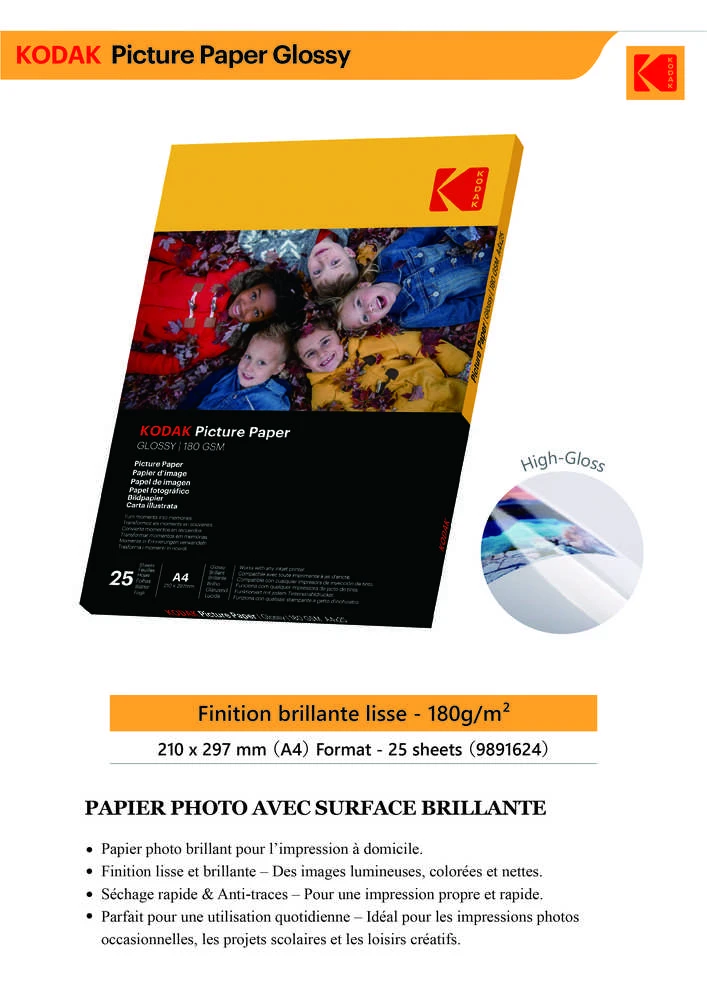 Kodak fotopaber A4 blizgus 180g 25 lakštai