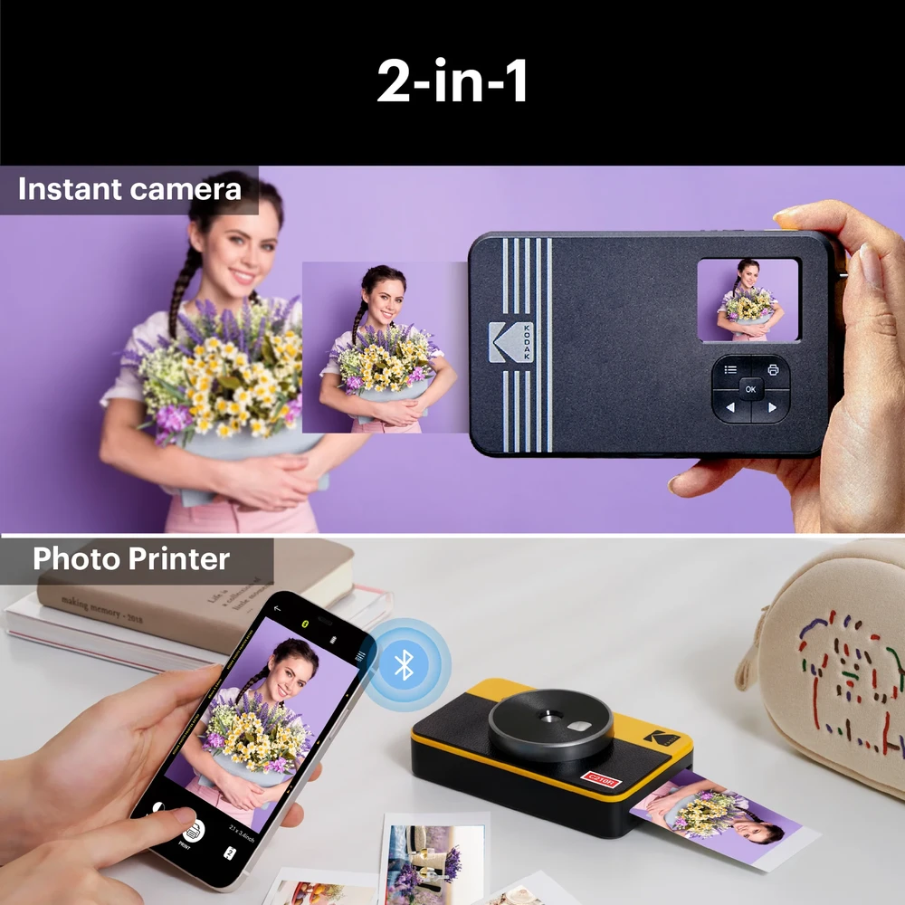 „Kodak Mini Shot Combo 2“ retro stiliaus 53,4 x 86,5 mm CMOS Geltona