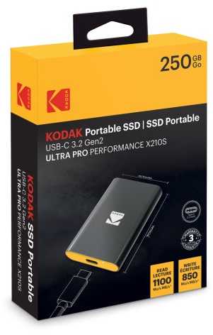 Kodak SSD USB-C 3.2Gen2 X210S 250GB EKSSD250GX210SK Portable
