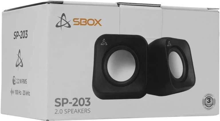 Kompiuterio kolonėlės Sbox SP-203, Juodas