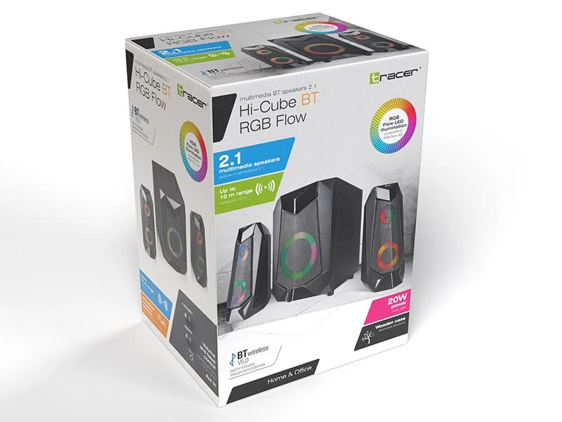 Kompiuterio kolonėlės TRACER 2+1 Hi-Cube RGB Flow BT garsiakalbiai