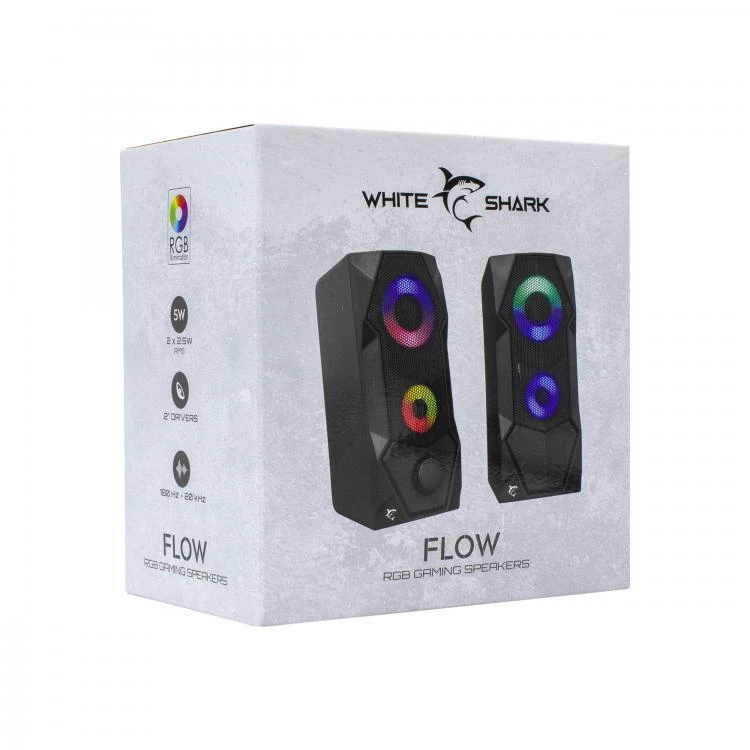 Kompiuterio kolonėlės White Shark Flow su RGB pašvietimu