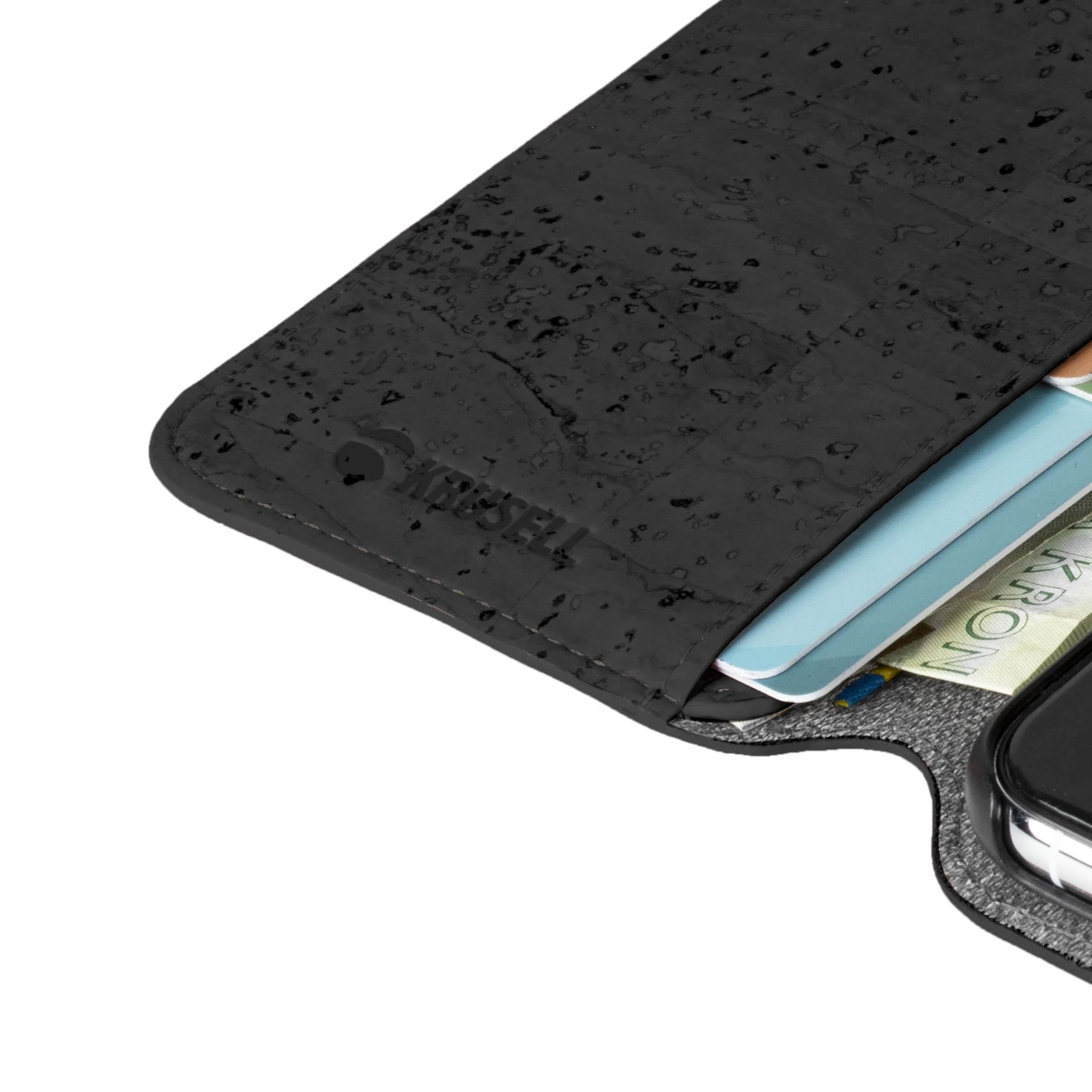 Juodas telefono dėklas Krusell Birka PhoneWallet iPhone 11 Pro Max