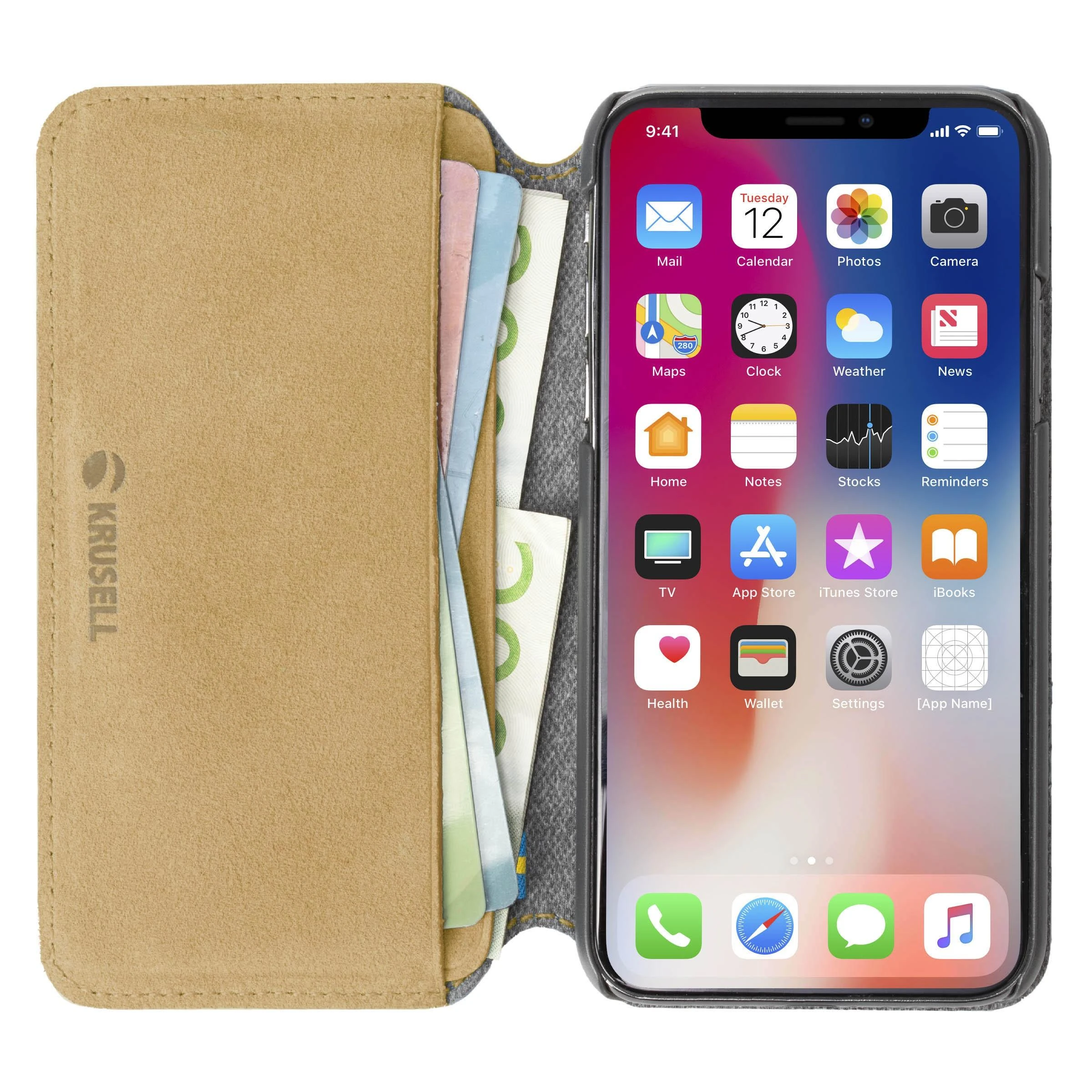 Dėklas Krusell Broby 4 Card SlimWallet Apple iPhone XS Max cognac