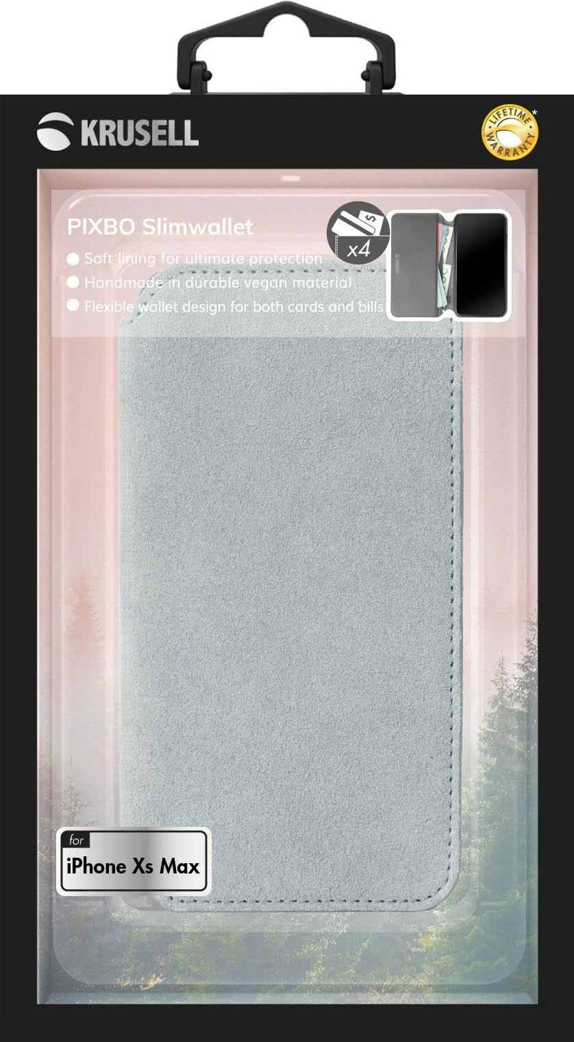 Dėklas Krusell Broby 4 Card SlimWallet Apple iPhone XS Max pilkos spalvos