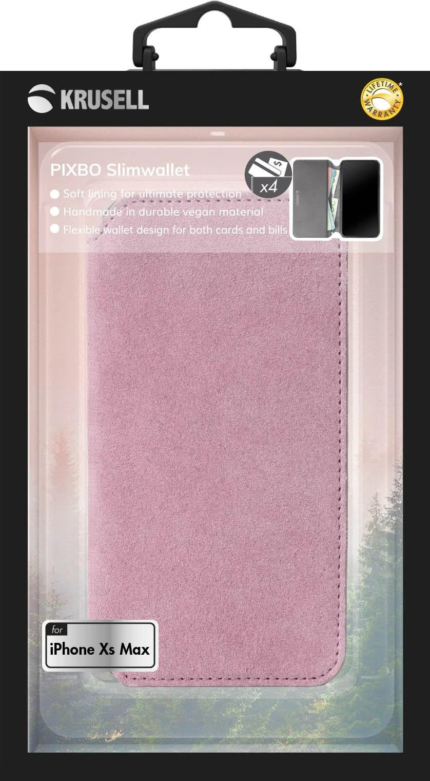 Dėklas Krusell Broby 4 Card SlimWallet Apple iPhone XS Max rožinės spalvos