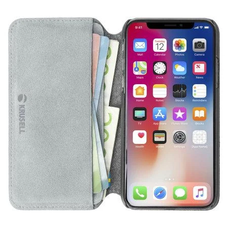 Pilkas telefono dėklas Krusell Broby 4 Card SlimWallet iPhone X/XS