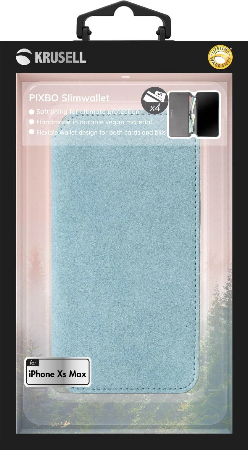 Dėklas Krusell Broby 4 Card SlimWallet Apple iPhone XS Max mėlynos spalvos