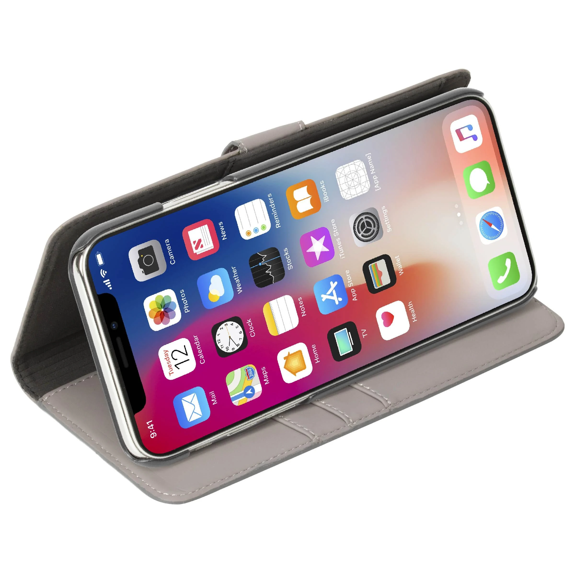Krusell Pilkas folio dėklas iPhone Xs Max