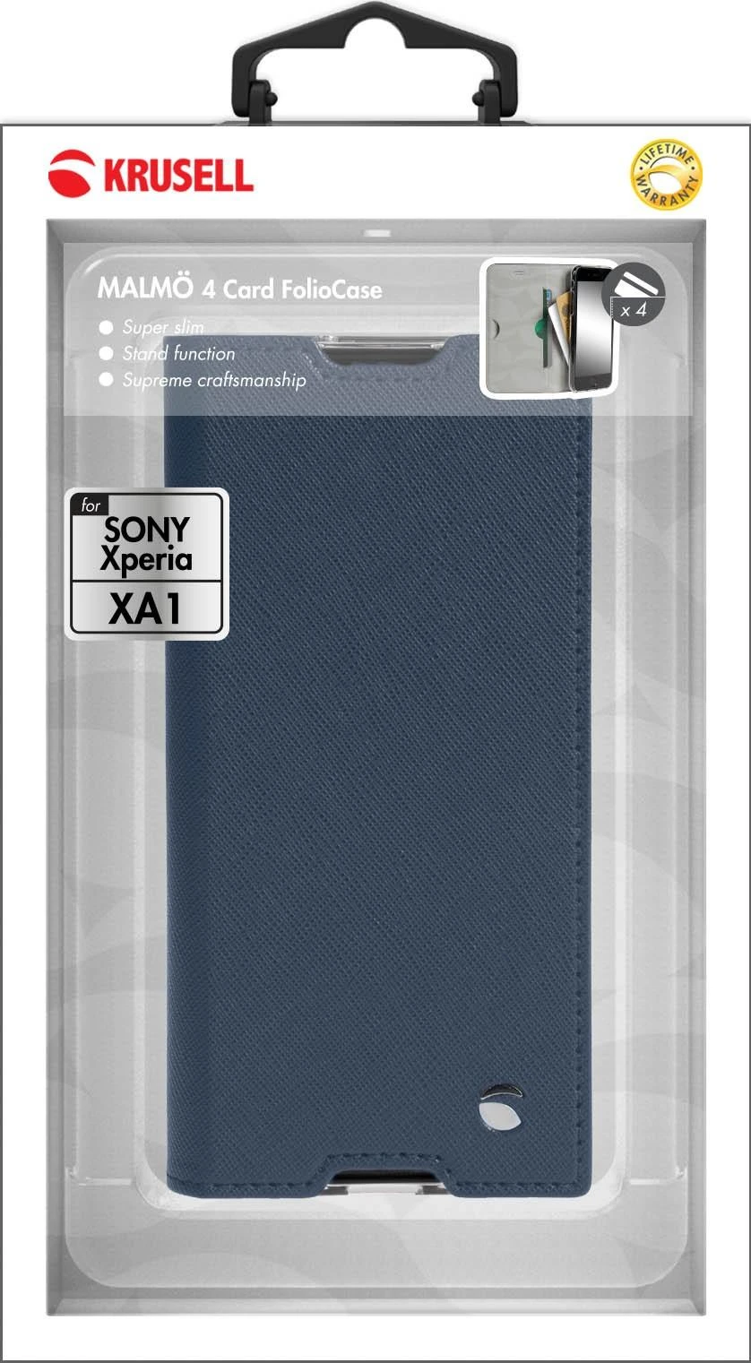 Dėklas Krusell Malmo 4 Card FolioCase skirtas Sony Xperia XA1, mėlyna