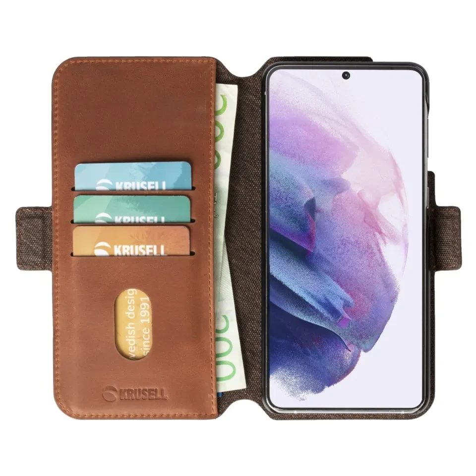 Dėklas Krusell PhoneWallet Samsung Galaxy S21+ vintage konjakas (62270)