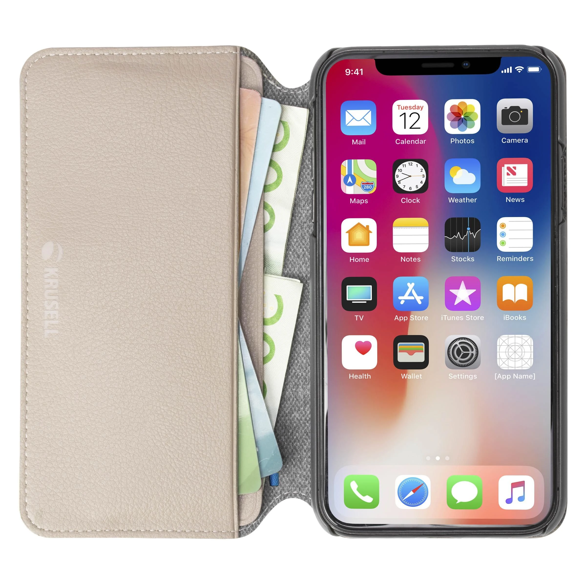 Dėklas Krusell Pixbo 4 Card SlimWallet Apple iPhone XS Max beige