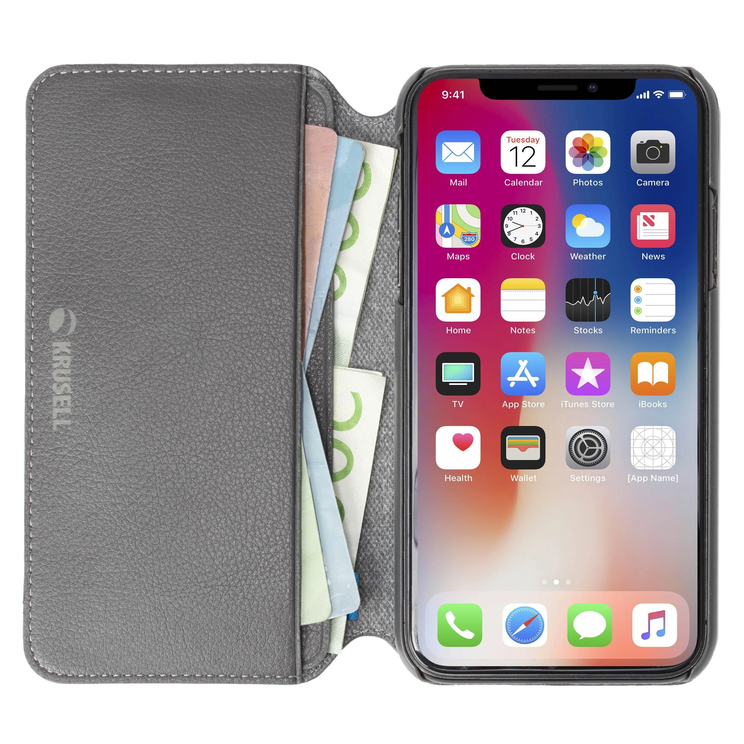 Dėklas Krusell Pixbo 4 Card SlimWallet Apple iPhone XS Max pilkas