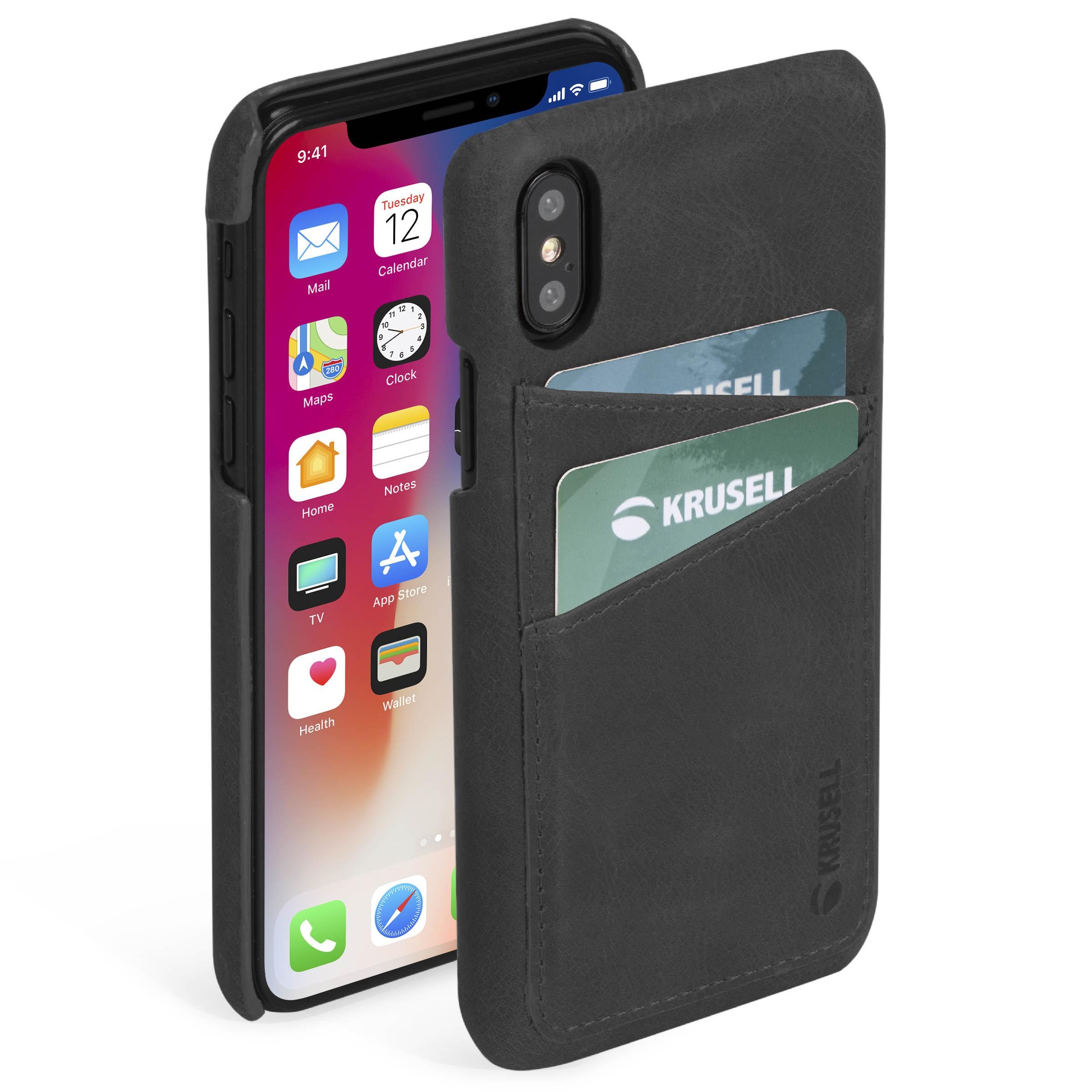 Telefono dėklas Krusell Sunne 2 Card Cover iPhone XS Max, juodas