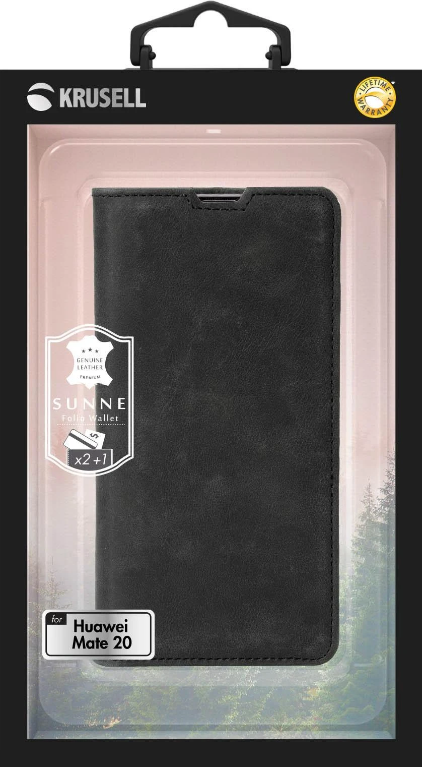 Dėklas Krusell Sunne 2 Card Foliowallet Huawei Mate 20 vintage juodas