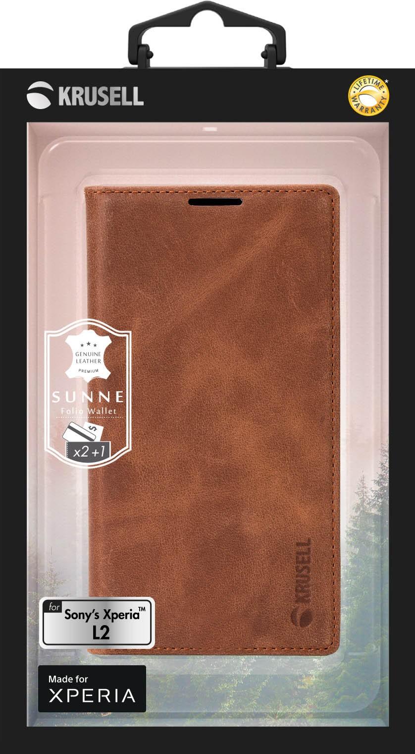 Dėklas Krusell Sunne 2 Card Foliowallet Sony Xperia L2 vintage cognac