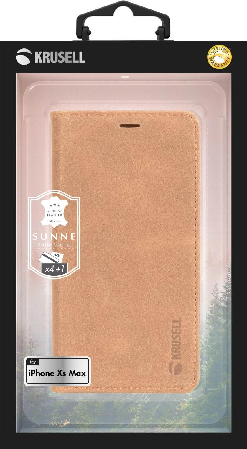 Dėklas Krusell Sunne 4 Card FolioWallet Apple iPhone XS Max vintage nude