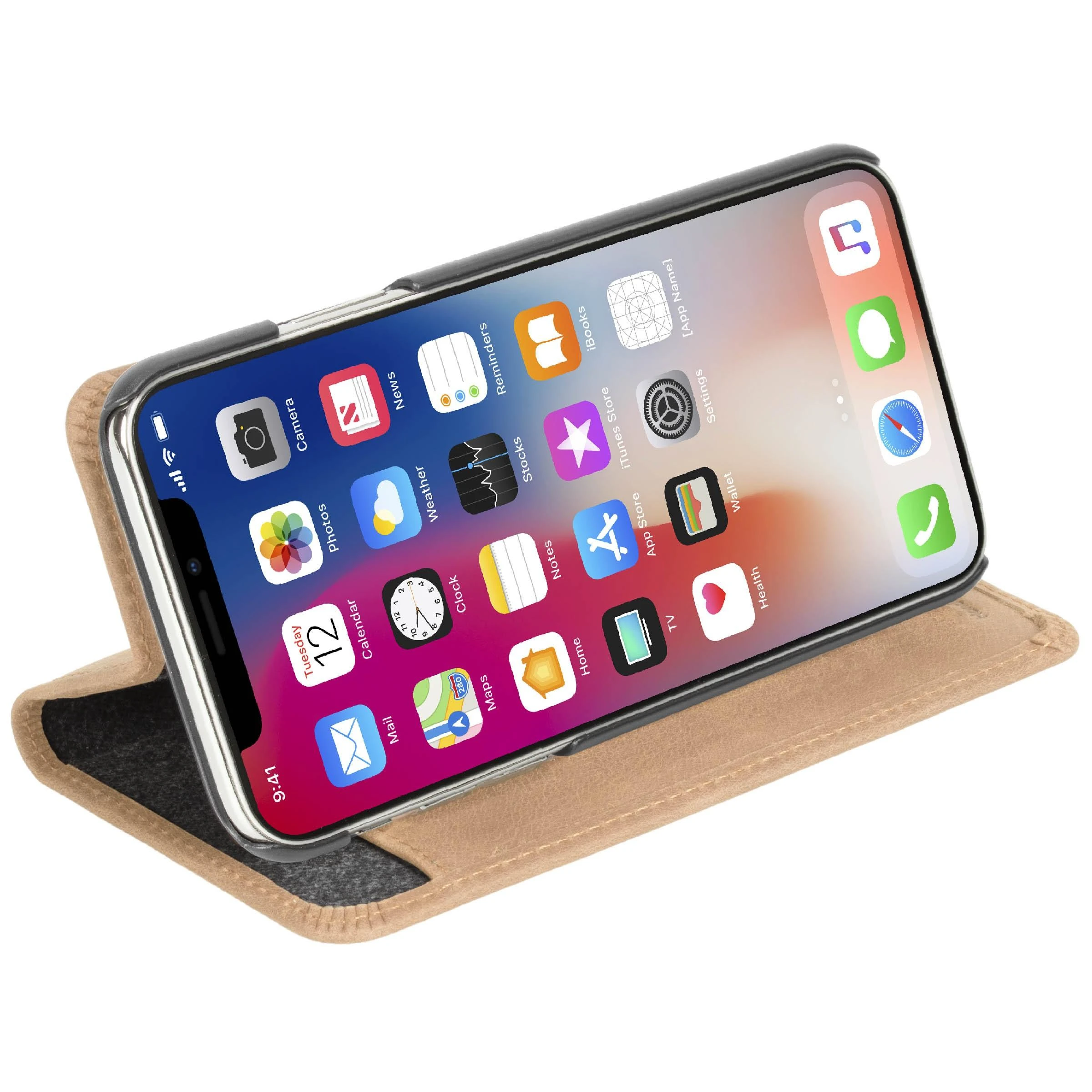 Dėklas Krusell Sunne 4 Card FolioWallet Apple iPhone XS Max vintage nude