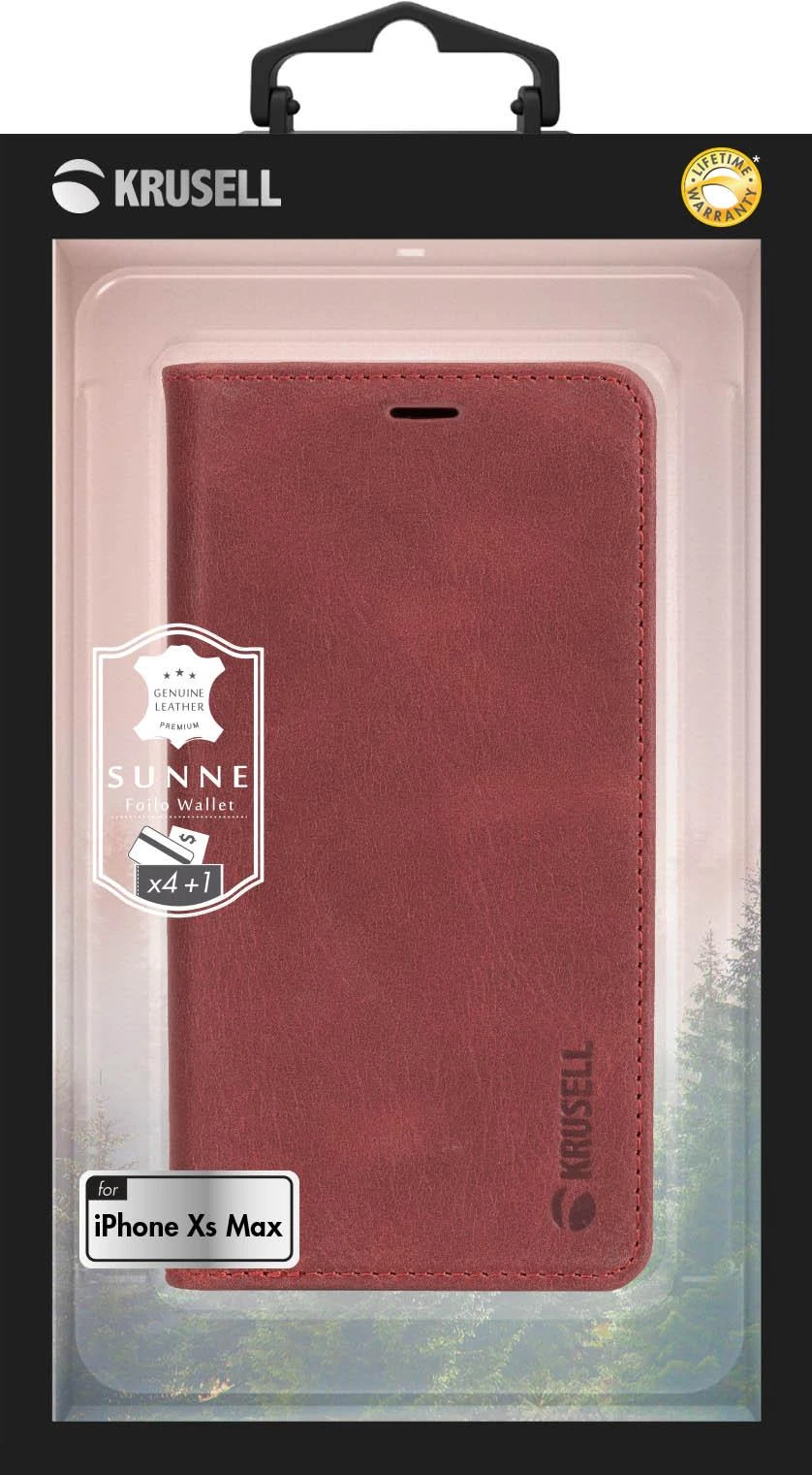 Telefono dėklas Krusell Sunne 4 Card Folio iPhone Xs Max, raudonas