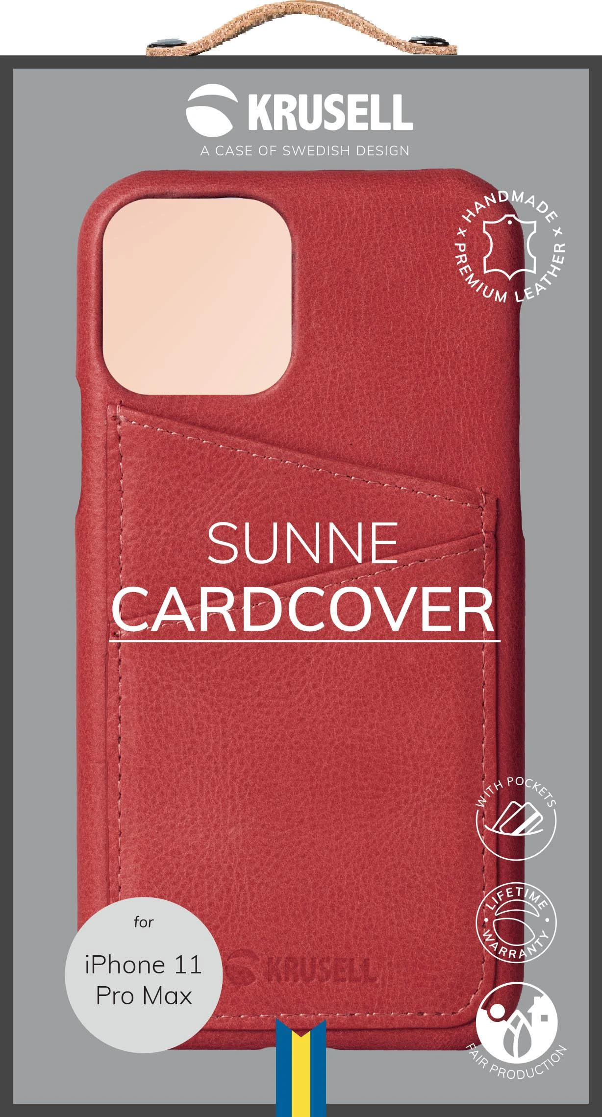 Dėklas Krusell Sunne CardCover Apple iPhone 11 Pro Max vintage raudonos spalvos (61795)
