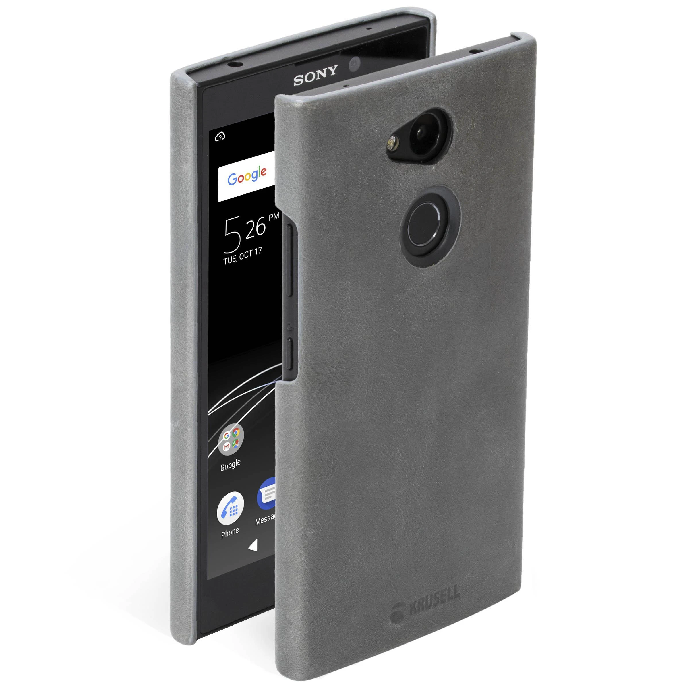 Krusell Pilkas odinis telefono dėklas Sony Xperia L2